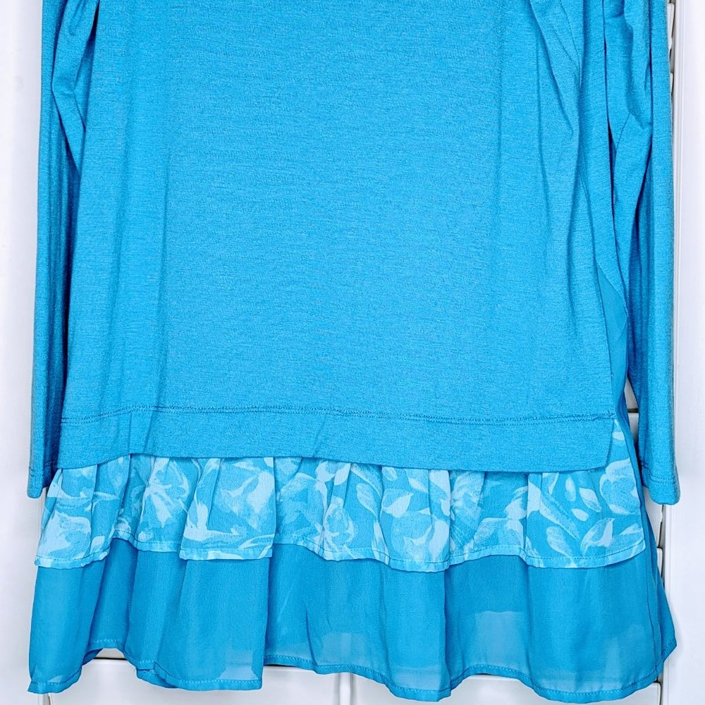 DG2 by Diane Gilman Mixed Media Double Ruffle Hem Tunic